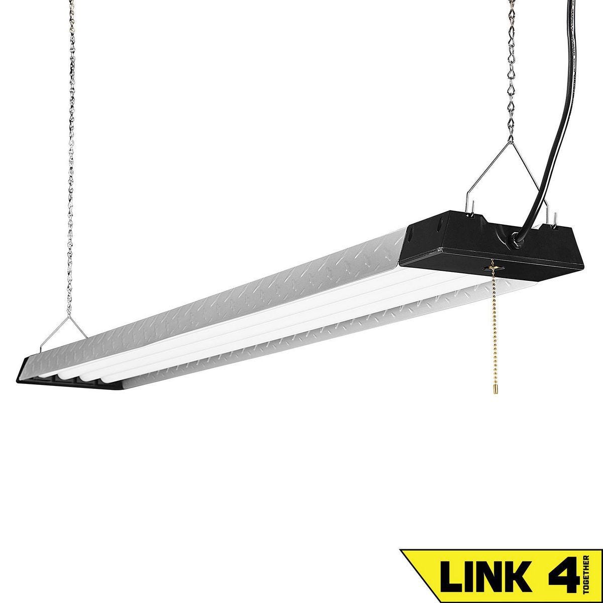 Lámpara LED colgante para taller de 4 pies, 10,000 lúmenes, placa diamantada y enlazable | 56780
