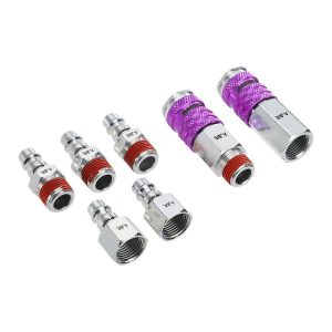 Juego de conectores y tapones de acero de alto flujo estilo V de 3/8 pulgada, 7 piezas | 70804