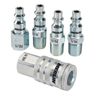 Juego de acopladores rápidos industriales de acero de 1/4 pulgada, 5 piezas | 63566