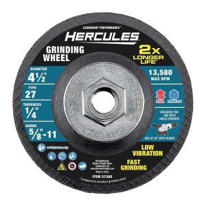 Disco de desbaste para metal HERCULES tipo 27, 4-1/2 pulgadas, 1/4 pulgadas de grosor, 5/8 pulgadas -11 UNC | HA40-G