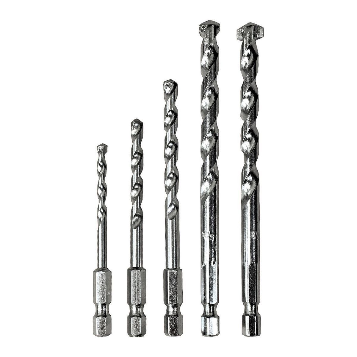 Juego de 5 brocas para mampostería de cambio rápido con punta de carburo