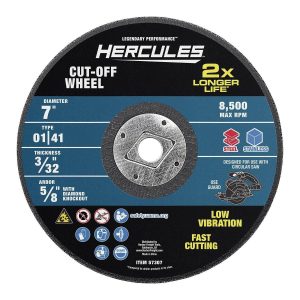 Disco de corte para metal HERCULES de 7 pulgadas, tipo 01/41, con arbor de 5/8 pulgadas | HA46-C