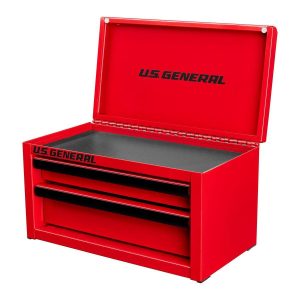 Caja de herramientas de acero mini roja, organizador compacto con 2 cajones | 72438