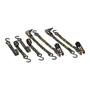 Juego de 4 correas de amarre con trinquete camuflaje, capacidad 400 lb, 1 pulg x 8 pies | 61284