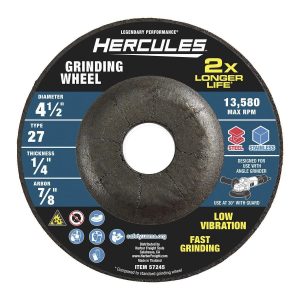 Disco de desbaste para metal HERCULES tipo 27, 4-1/2 x 1/4 x 7/8 pulgadas | HA39-G