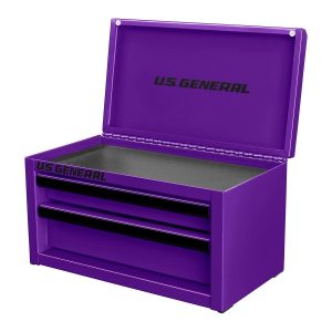 Caja de herramientas de acero mini color púrpura U.S. GENERAL, 2 cajones | 73279