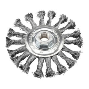 Rueda de alambre con nudos de acero al carbono de 4-1/2 pulgadas para desbarbar y remover óxido | 91279