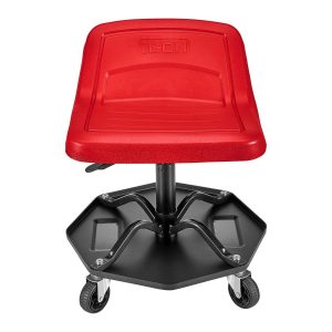Asiento de taller profesional ajustable con almacenamiento de herramientas, color rojo | 58449