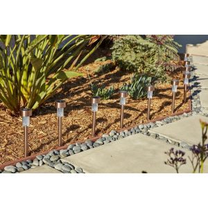 Luminarias solares LED para caminos de 10 pulgadas, acabado cobre, paquete de 10 | 59268