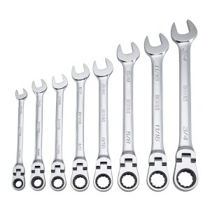 Juego profesional de llaves combinadas con trinquete y cabeza flexible SAE, 8 piezas | WRFS-8
