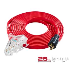 Cable de extensión para generador de 25 pies, 30 A, 125/250V con 4 salidas planas L14-30 | 70797