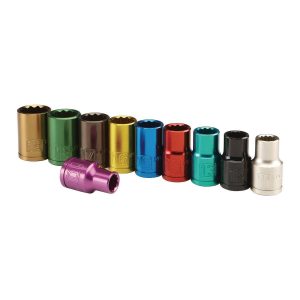 Juego de dados métricos de 1/2 pulgada con código de color, 10 piezas | 67871