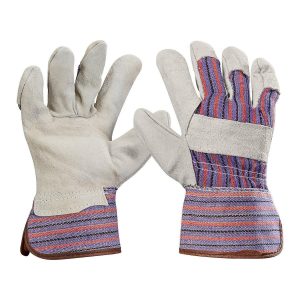 Guantes de trabajo de piel dividida con respaldo de algodón, paquete de 5 pares | 66287