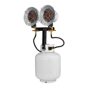 Calentador de propano de 30,000 BTU con doble cabezal para tanque