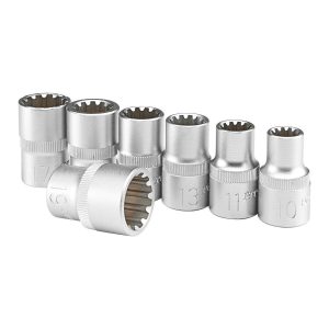 Juego de dados de estrías métricas de 7 piezas para llave de 1/2 pulgada | 96363
