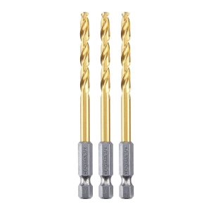 Juego de 3 brocas hexagonales de titanio HERCULES BLUEBRAID para taladro de impacto, 3/16 pulg. | HA23-HX2