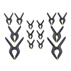 Juego de 14 pinzas de presión tipo resorte, 4 tamaños populares para manualidades y carpintería | 56497