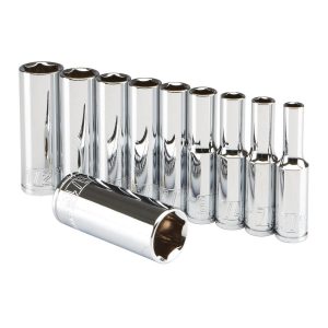 Juego de 10 piezas de dados profundos SAE de alta visibilidad para llave de 1/4 pulgada | 61333